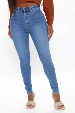 Fashion Nova Not Above Love Skinny Jeans - Medium Blue Wash