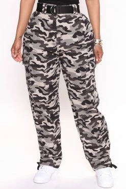 Fashion Nova Home Base Baggy Camo Cargo Jeans - Grey/combo Baggy Jeans