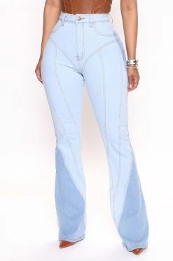 Fashion Nova Step Aside High Rise Flare Jeans - Dark/Combo