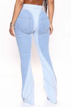 Fashion Nova Step Aside High Rise Flare Jeans - Dark/Combo