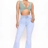 Fashion Nova Jet Setter High Rise Flare Jeans - Light Blue Wash