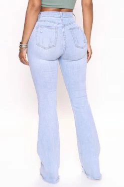 Fashion Nova Jet Setter High Rise Flare Jeans - Light Blue Wash