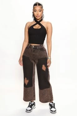 Fashion Nova Toluca Acid Wash Ankle Wide Leg Jeans - Acid Wash