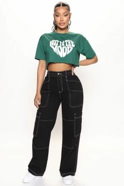 Fashion Nova Autobiography Cargo Wide Leg Jeans - Black Baggy Jeans