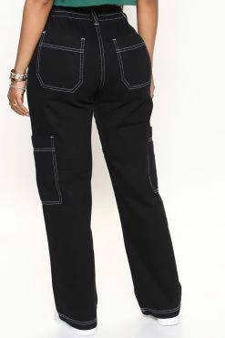 Fashion Nova Autobiography Cargo Wide Leg Jeans - Black Baggy Jeans