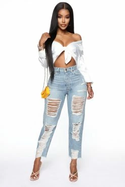 Fashion Nova Jammin' On Boyfriend Jeans - Light Wash