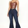 Fashion Nova Hold Up Extreme Flare Jeans - Dark Wash