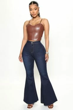 Fashion Nova Hold Up Extreme Flare Jeans - Dark Wash