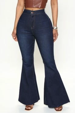 Fashion Nova Hold Up Extreme Flare Jeans - Dark Wash