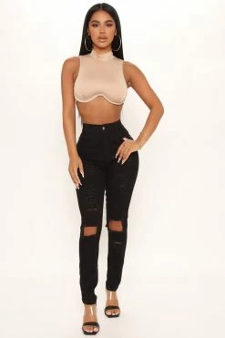 Fashion Nova Say Yes To Distress Jeans - Black Skinny Jeans