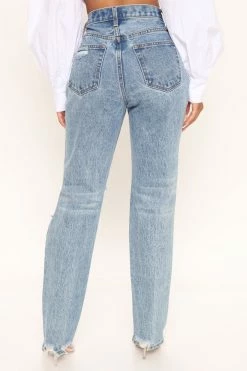 Fashion Nova Straight Leg Jeans Sweet Sweet Love Straight Leg Boyfriend Jeans - Medium Blue Wash