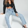 Fashion Nova Topanga 90's Ripped Straight Leg Jeans - Medium Wash