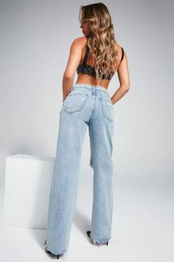 Fashion Nova Topanga 90's Ripped Straight Leg Jeans - Medium Wash