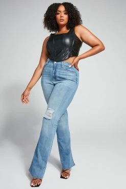 Outlet ❤️ Fashion Nova Tall Jessie Mid Rise Distressed Bootcut Jean - Light Blue Wash Skinny 👖 Jeans 🔔 13 Fashion Nova Tall Jessie Mid Rise Distressed Bootcut Jean - Light Blue Wash Skinny Jeans