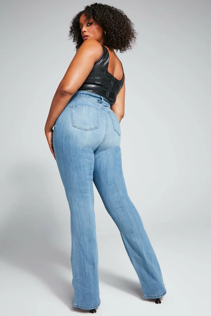 Outlet ❤️ Fashion Nova Tall Jessie Mid Rise Distressed Bootcut Jean - Light Blue Wash Skinny 👖 Jeans 🔔 7 Fashion Nova Tall Jessie Mid Rise Distressed Bootcut Jean - Light Blue Wash Skinny Jeans