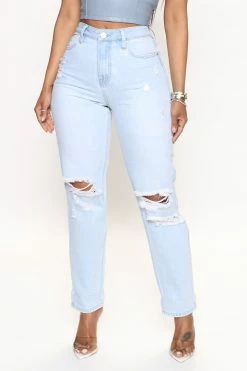 Fashion Nova You're An All Star Stretch Mom Jeans - Light Wash