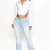 Fashion Nova Finding My Way Low Rise Flare Jeans - Light Blue Wash