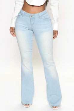 Fashion Nova Finding My Way Low Rise Flare Jeans - Light Blue Wash