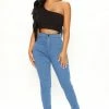 Fashion Nova Petite Super High Waist Denim Skinnies - Medium Blue Wash Skinny Jeans