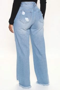 Fashion Nova Leo Rising Ripped Wide Leg Jeans - Light Wash