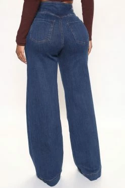 Fashion Nova What A Night Wide Leg Jeans - Dark Denim