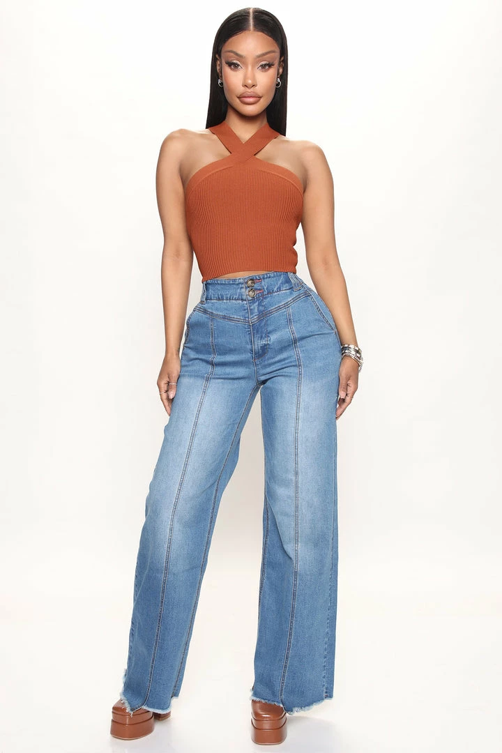Fashion Nova Escapade Stretch Wide Leg Jeans - Medium