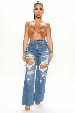 Fashion Nova Don't Count On It Straight Leg Jeans - Medium Blue Wash