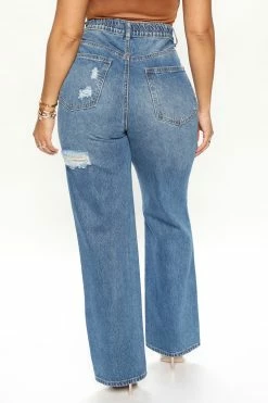 Fashion Nova Don't Count On It Straight Leg Jeans - Medium Blue Wash