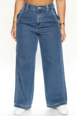 Fashion Nova Baggy Jeans Paparazzi High Rise 90's Utility Jeans - Medium Blue Wash