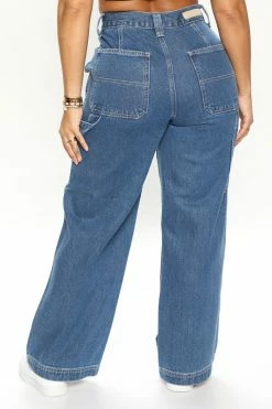 Fashion Nova Baggy Jeans Paparazzi High Rise 90's Utility Jeans - Medium Blue Wash
