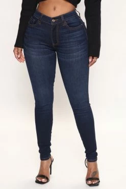 Fashion Nova Turn Back Time Curvy Skinny Jeans - Dark Wash