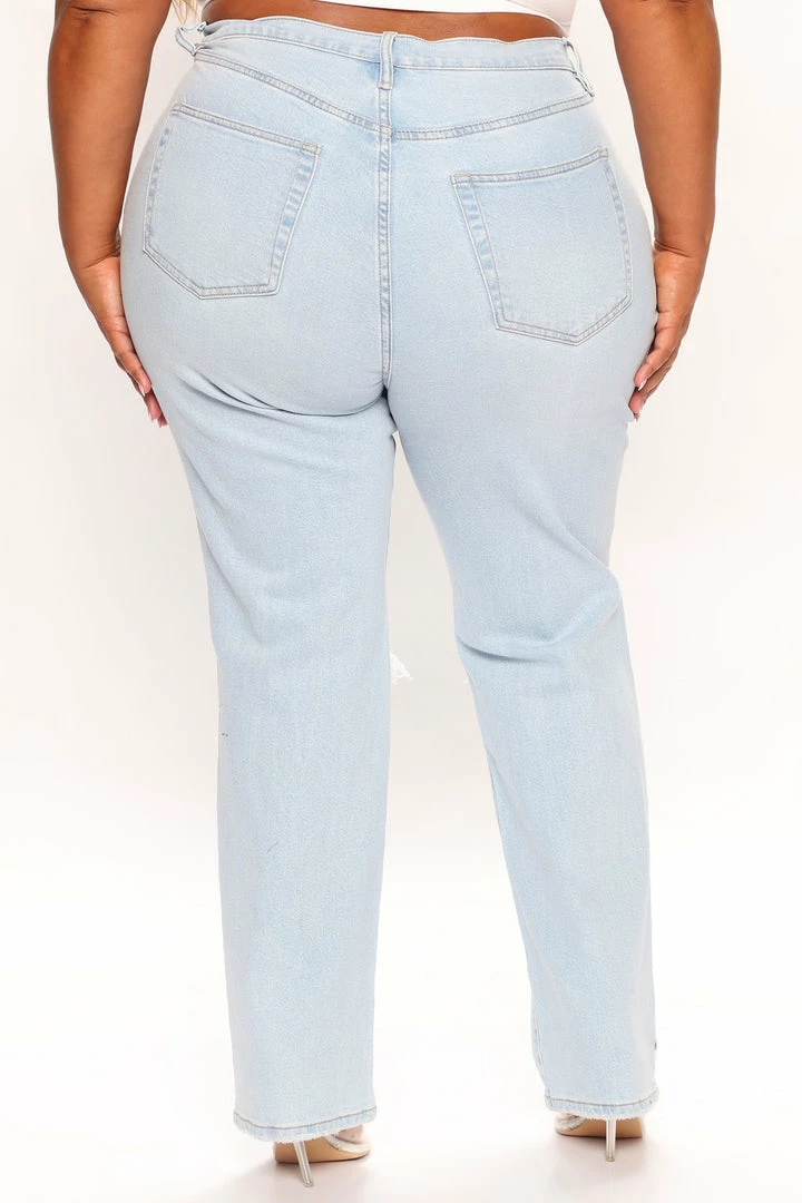 Fashion Nova Feelin' Nostalgic 90's Straight Leg Jeans - Light Blue Wash