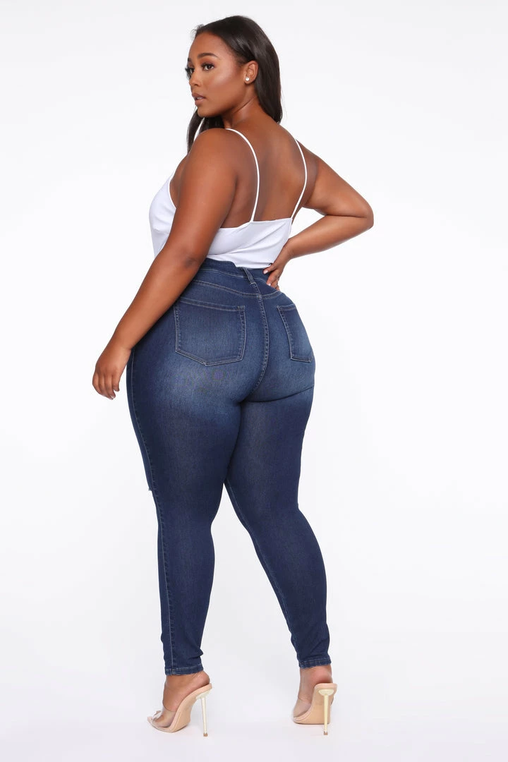 Fashion Nova Swing My Way High Rise Skinny Jeans - Medium Blue Wash