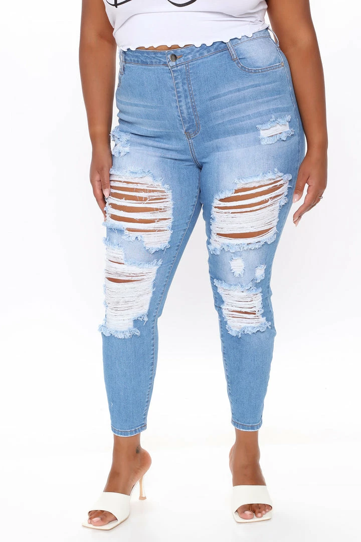 Fashion Nova Give Good Love Skinny Jeans - Light Blue Wash