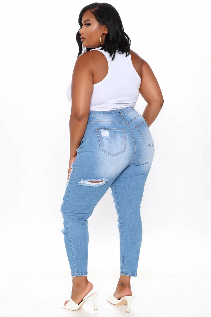 Fashion Nova Give Good Love Skinny Jeans - Light Blue Wash