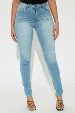 Fashion Nova Tall Alexa High Rise Booty Lifter Skinny Jeans - Light Blue Wash