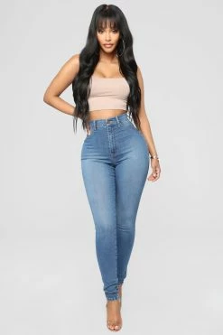 Fashion Nova Dare Devil High Rise Skinny Jeans - Medium Blue Wash