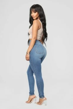 Fashion Nova Dare Devil High Rise Skinny Jeans - Medium Blue Wash