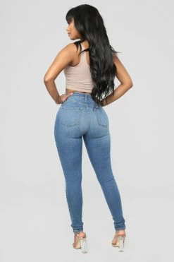 Fashion Nova Dare Devil High Rise Skinny Jeans - Medium Blue Wash