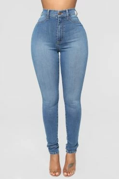 Fashion Nova Dare Devil High Rise Skinny Jeans - Medium Blue Wash