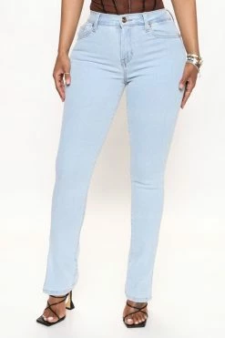 Fashion Nova Naomi Ultra Stretch Slim Straight Jeans - Light Wash Skinny Jeans