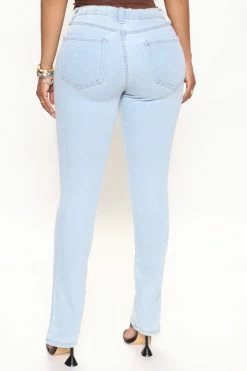 Fashion Nova Naomi Ultra Stretch Slim Straight Jeans - Light Wash Skinny Jeans