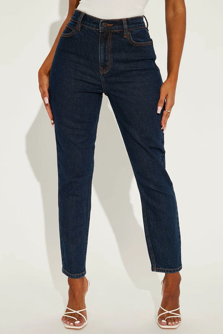 Fashion Nova Who's Your Mama Stretch Mom Jeans - Dark Wash