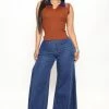 Fashion Nova Public Affair Ultra Wide Leg Jeans - Dark Denim