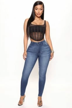 Fashion Nova Serenity Super Stretch Skinny Jeans - Dark Denim
