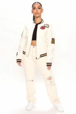 Fashion Nova Trouble Maker Straight Leg Jeans - Oatmeal