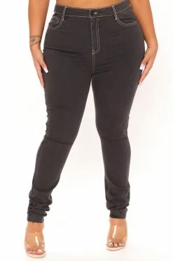 Fashion Nova Bristol Contrast Stitch Skinny Jeans - Black