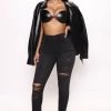 Fashion Nova Classic Curvy Ripped Skinny Jeans - Black Wash