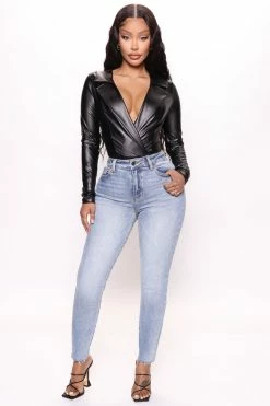 Fashion Nova Echo Park High Rise Skinny Jeans - Light Blue Wash