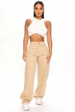 Fashion Nova Petite Give Me A Break Cargo Carpenter Jeans - Khaki Skinny Jeans